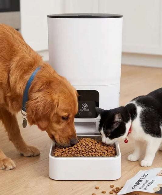 App-Controlled Wi-Fi Pet Food Dispenser with Auto-Feeding, Plastic-Steel Construction, Washable Parts for Dogs and Cats